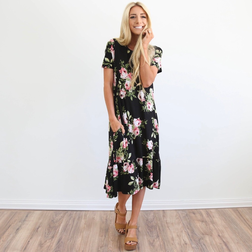 Maddie Ruffle Dress in Black by Shop Stevie
